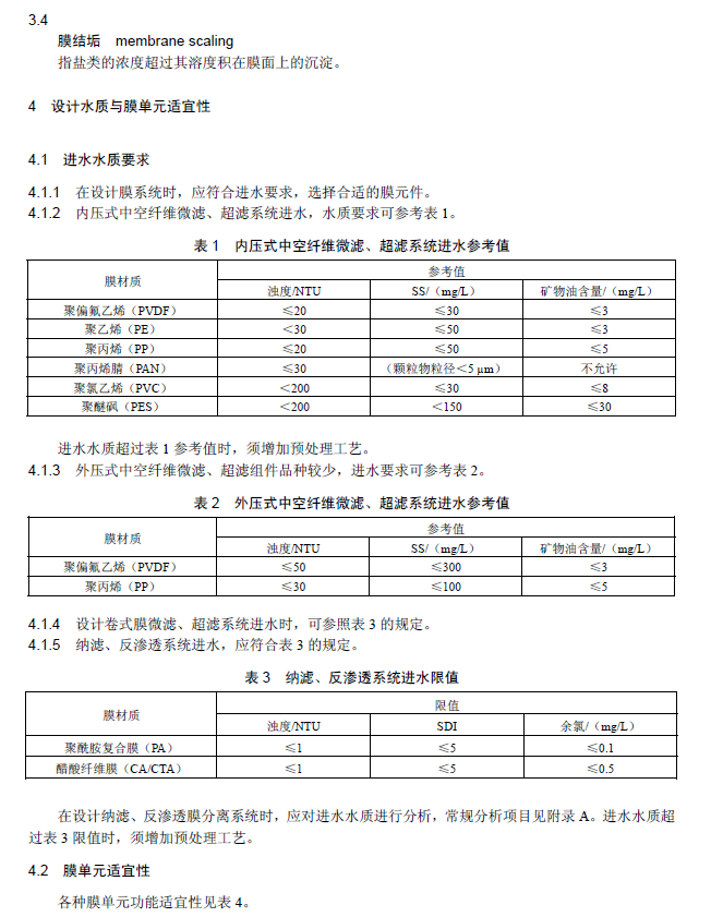 膜分離法污水處理工程技術規范