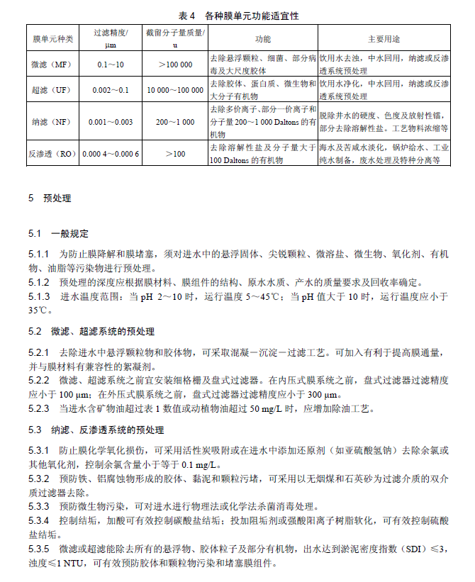 膜分離法污水處理工程技術規范