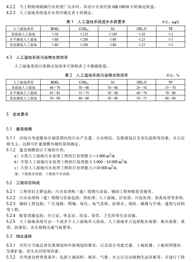 人工濕地污水處理工程技術規范