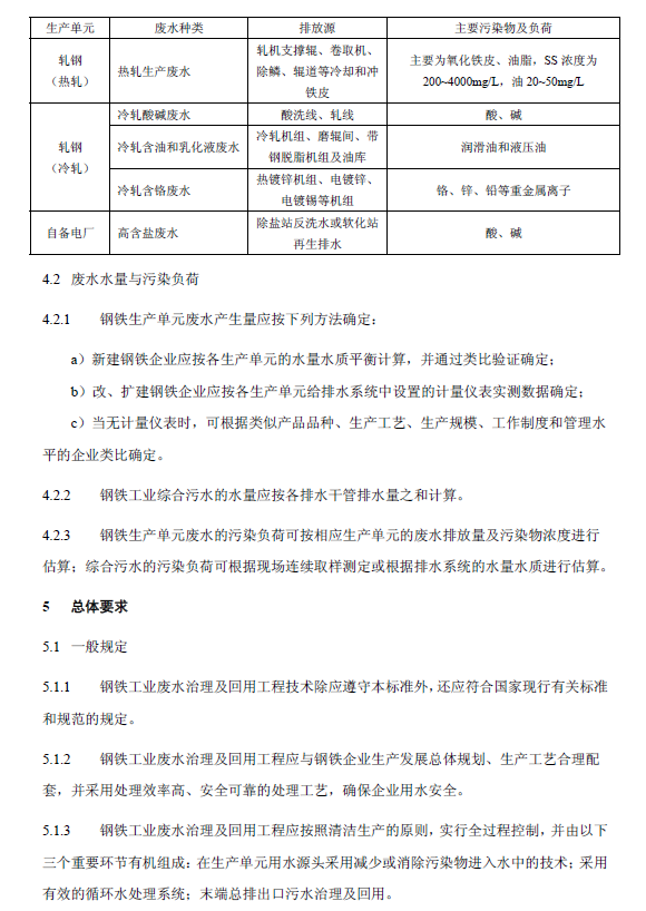 鋼鐵工業廢水治理及回用工程技術規范
